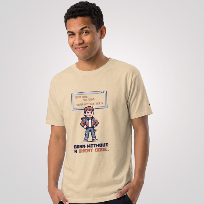 Arcade: Born Without a Cheat Code Unisex Fitted T-Shirt - Image 8