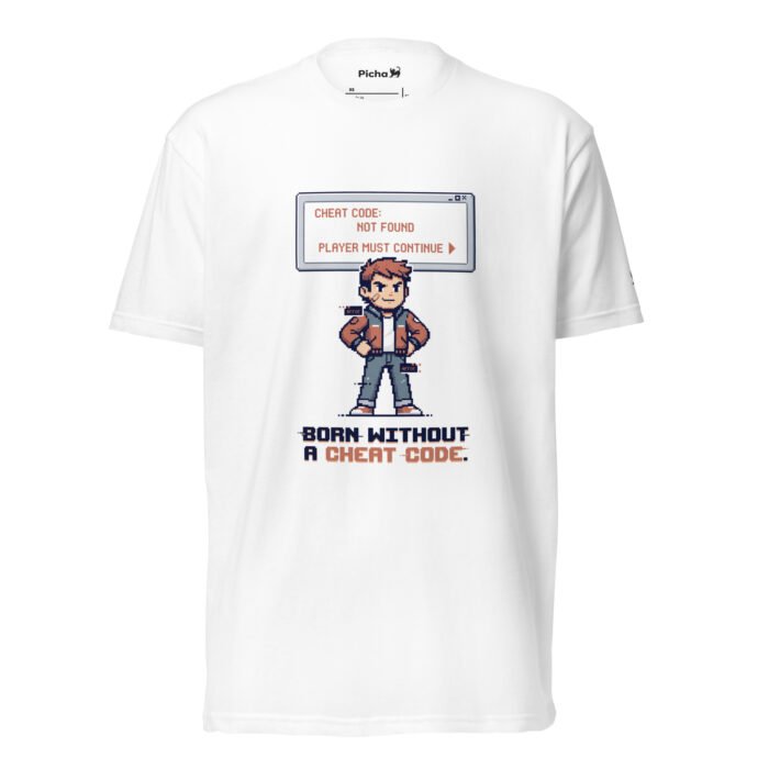 Arcade: Born Without a Cheat Code Unisex Fitted T-Shirt - Image 11