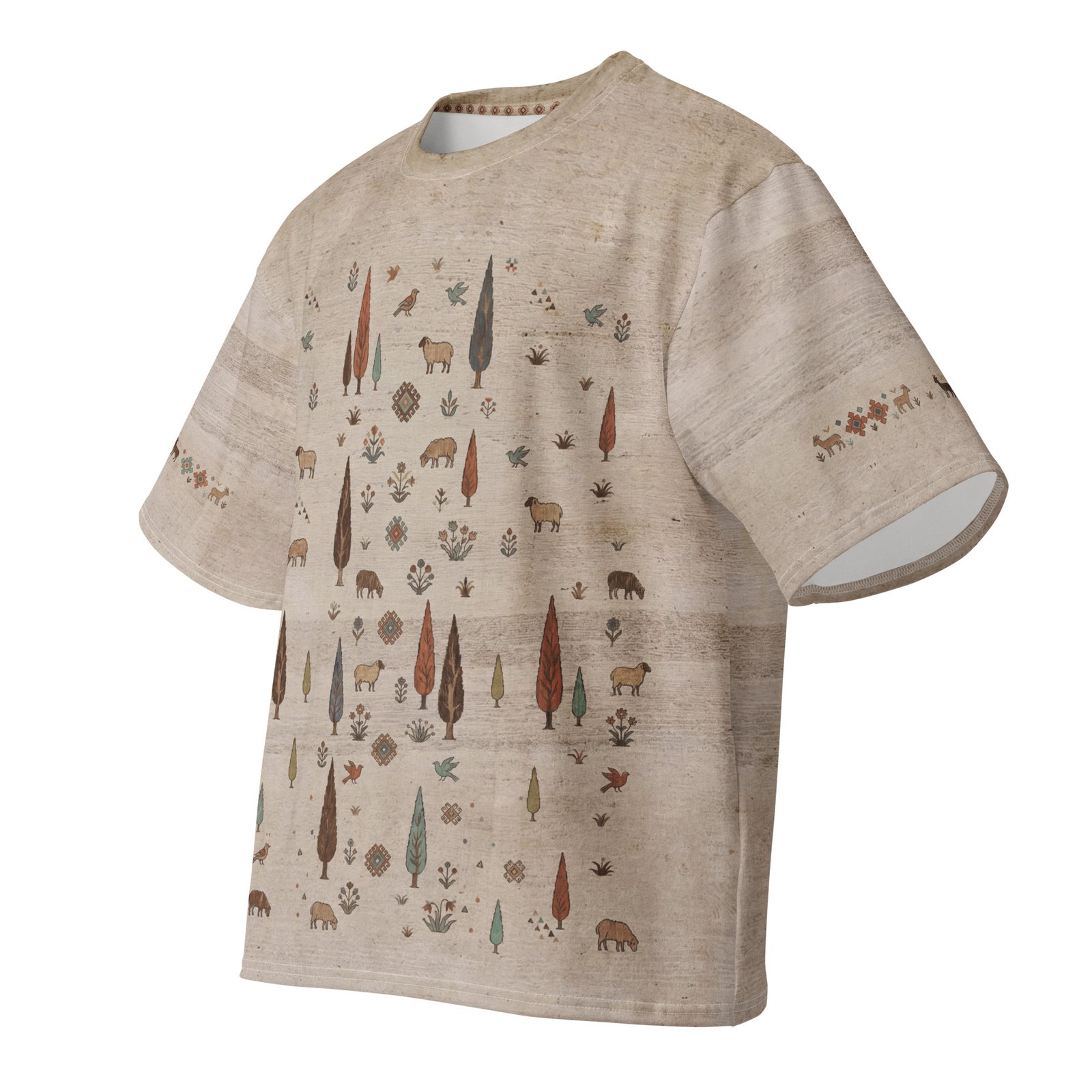 all-over-print-oversized-cotton-t-shirt-white-front-6a3319a603d5e.jpg Gabbeh Pastoral Oversized T-Shirt - Image 1